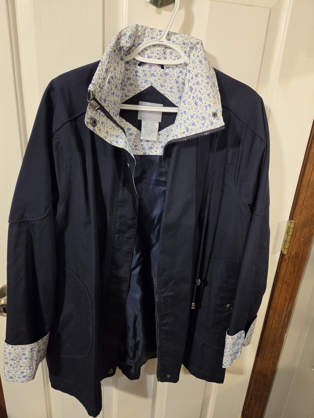 Blair Navy Jacket with White Floral Trim NWOT